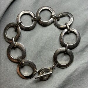 Chunky Silver Circle Link Bracelet